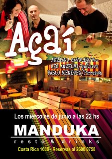 Porque los d&iacute;as de mi&eacute;rcoles son los mejores , a partir de ahora : m&uacute;sica y gastronom&iacute;a  en Manduka - Carrasco